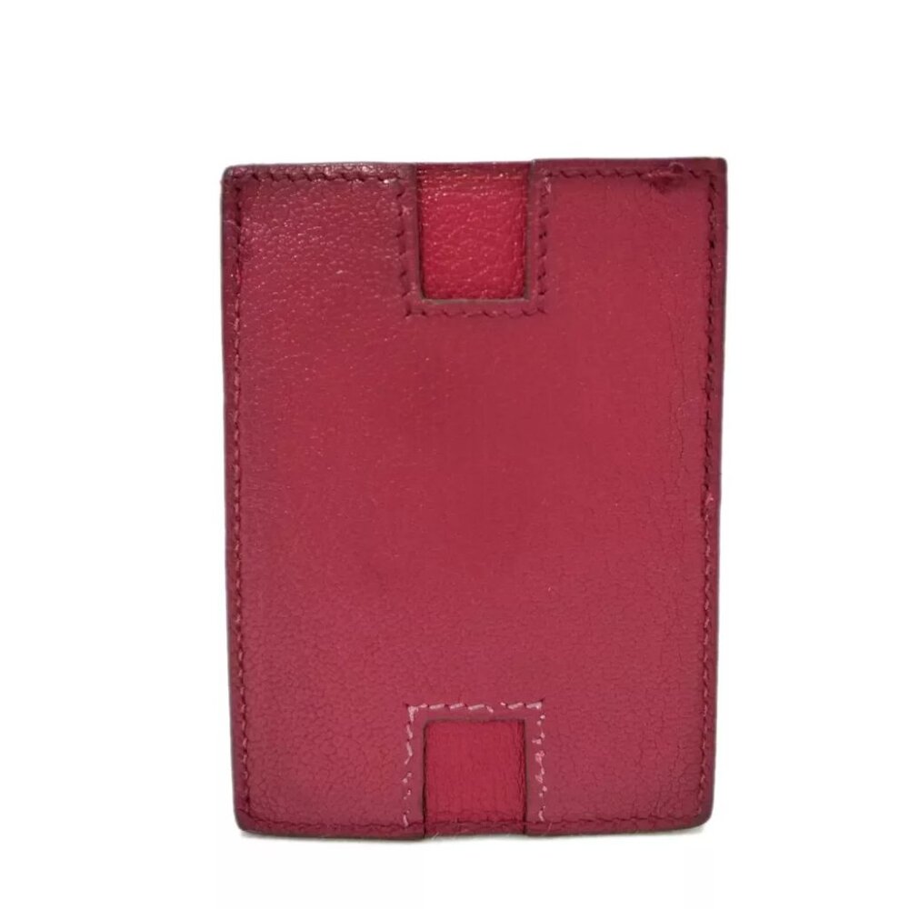 Authentic HERMES Rodrigue Card Holder C in Square Red Leather - Picture 3 of 12